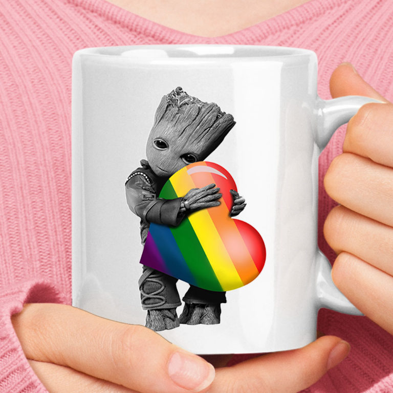 Groot Hugging LGBT Heart Logo Guardians Of The Galaxy Mug