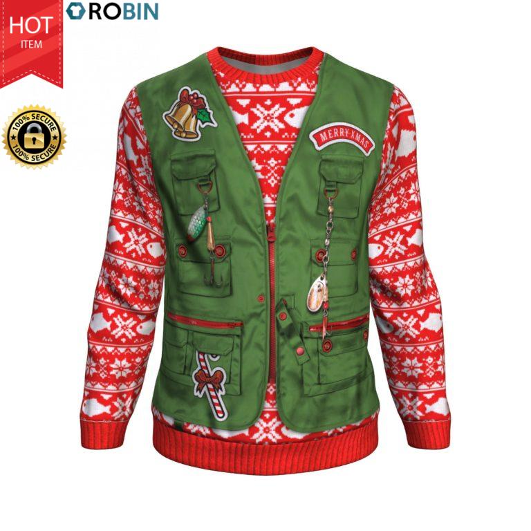 Happy Merry Fishmas For Fishing Lover All-Over Printed Wool Sweater