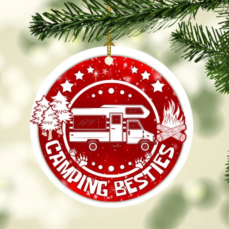 Camping Bestie Christmas Ceramic Ornament