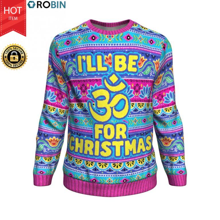 I'll Be OHM For Christmas All-Over Printed Wool Sweater