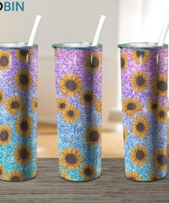 Glitter Sunflower Christmas 17oz Tumbler
