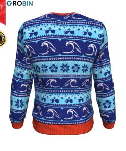 Jingle Bells Surfing Swells Santa Claus All-Over Printed Wool Sweater Jingle Bells Surfing Swells Santa Claus All-Over Printed Wool Sweater