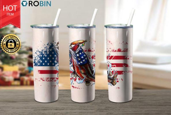 Fish American Flag Fishing 17oz Tumbler