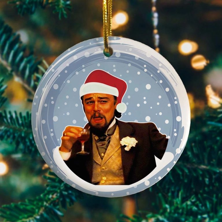 Leo Laughing Meme Funny Christmas Ceramic Ornament