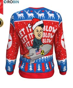 Let It Blow Funny Kim Jong-un Nuclear Weapon All-Over Printed Wool Sweater