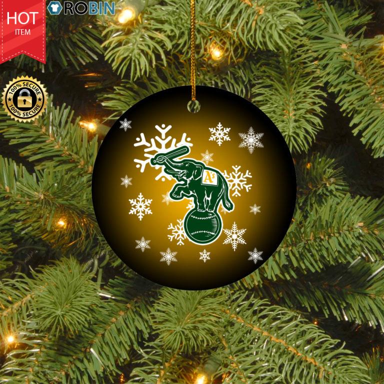 Oakland Athletics Merry Christmas Circle Ornament
