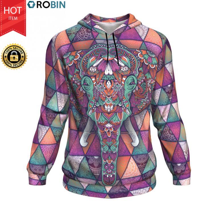 Mandala Elephant All-Over Printed Hoodie