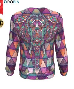 Mandala Elephant All-Over Printed Wool Sweater