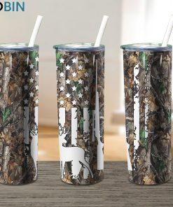 Deer Flag American Hunting 17oz Tumbler
