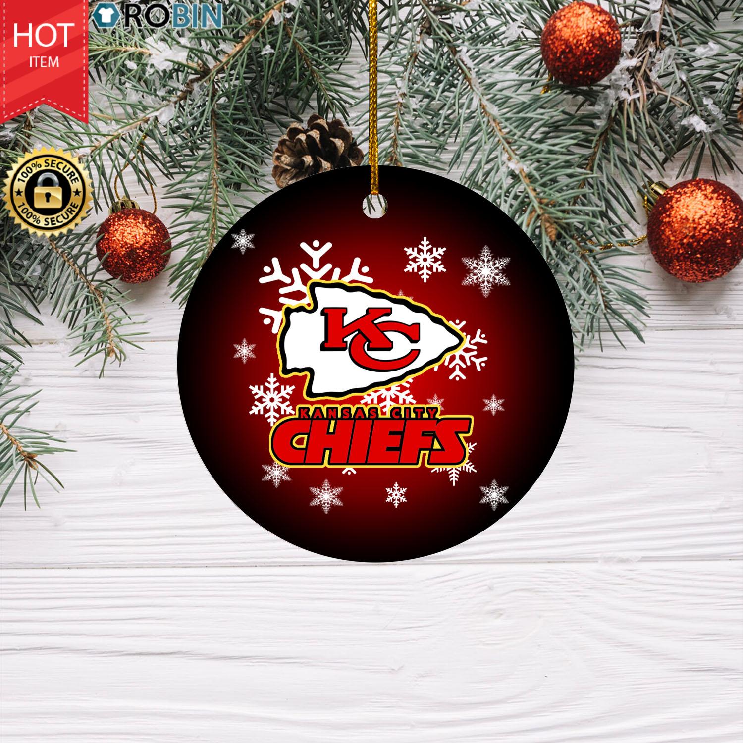 Kansas City Chiefs Merry Christmas Circle Ornament RobinPlaceFabrics