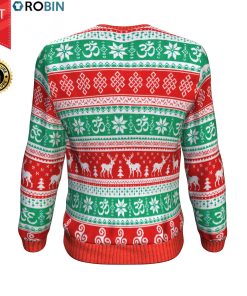 Namast'ay At Home Santa Claus All-Over Printed Wool Sweater