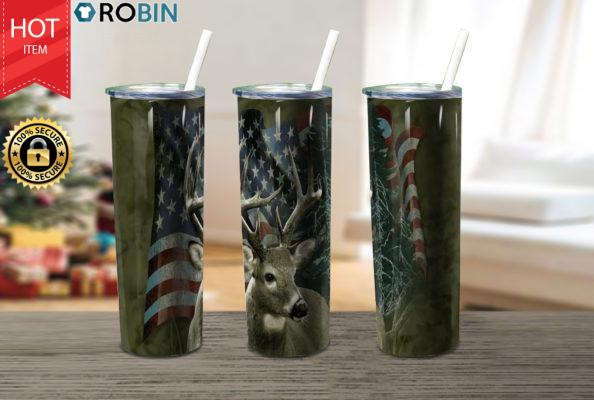 Deer And Flag American 17oz Tumbler