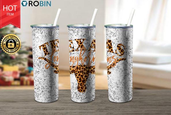Longhorns Leopard Cheetah Texas 17oz Tumbler