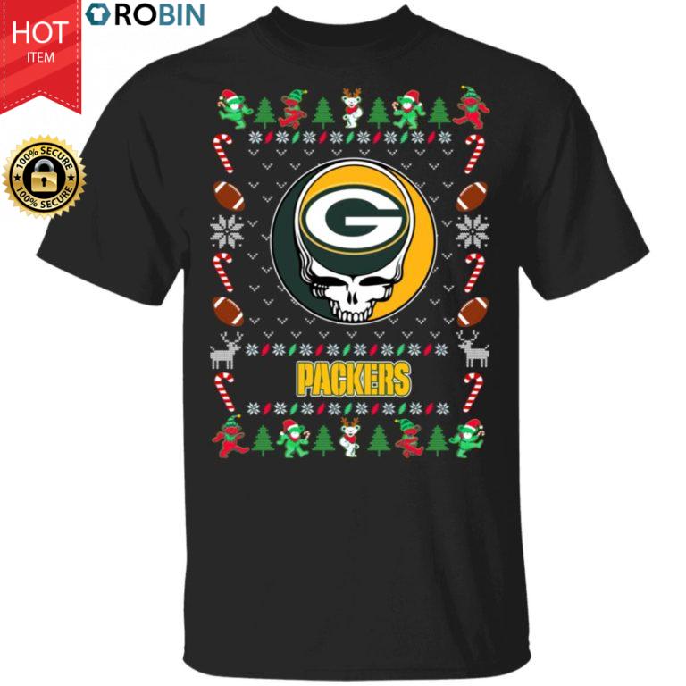 Green Bay Packers Gratefull Dead Ugly Christmas Sweater, T Shirt
