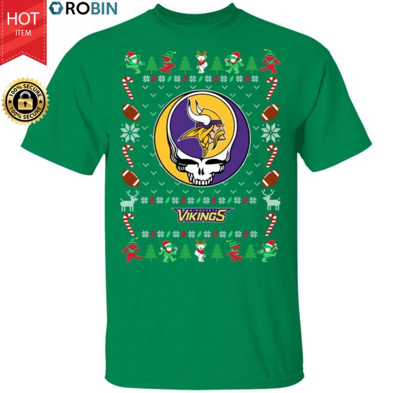 Minnesota Vikings Gratefull Dead Ugly Christmas Sweater, T Shirt