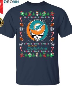 Miami Dolphins Gratefull Dead Ugly Christmas Sweater, T Shirt Miami Dolphins Gratefull Dead Ugly Christmas Sweater, T Shirt