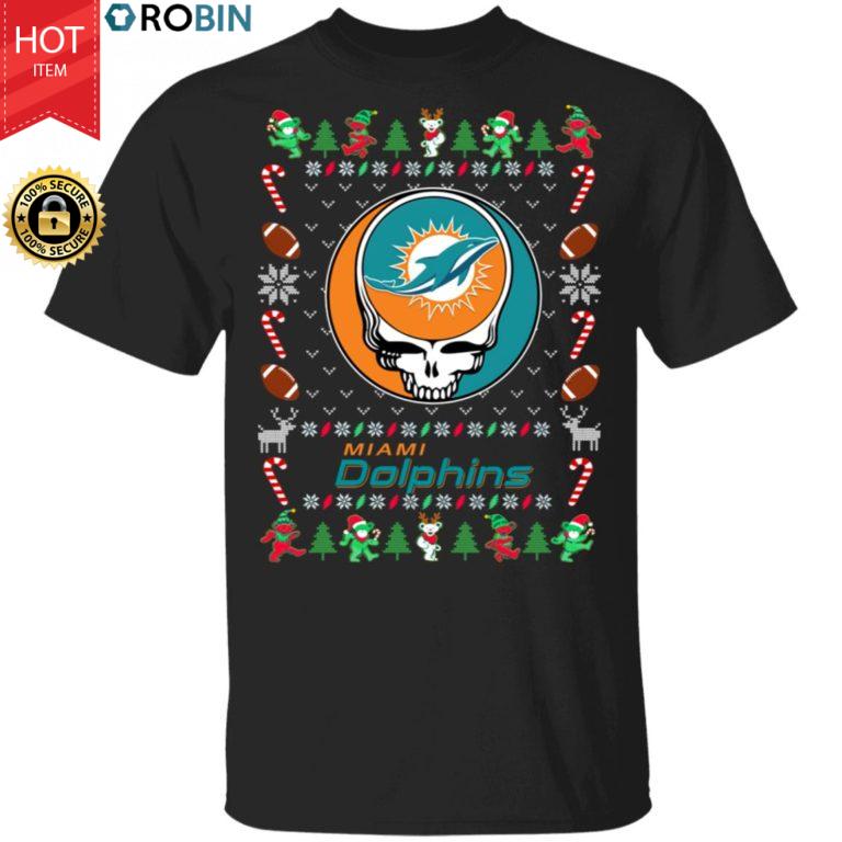 Miami Dolphins Gratefull Dead Ugly Christmas Sweater, T Shirt