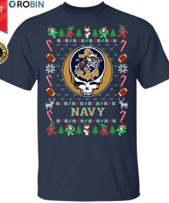 Navy Midshipmen Gratefull Dead Ugly Christmas Sweater, T Shirt Navy Midshipmen Gratefull Dead Ugly Christmas Sweater, T Shirt
