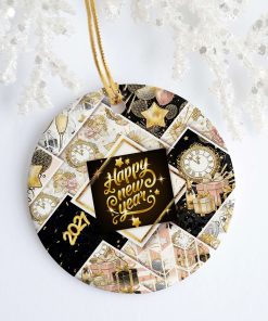 Happy New Year 2021 Christmas Holiday New Years Eve Christmas Ceramic Ornament