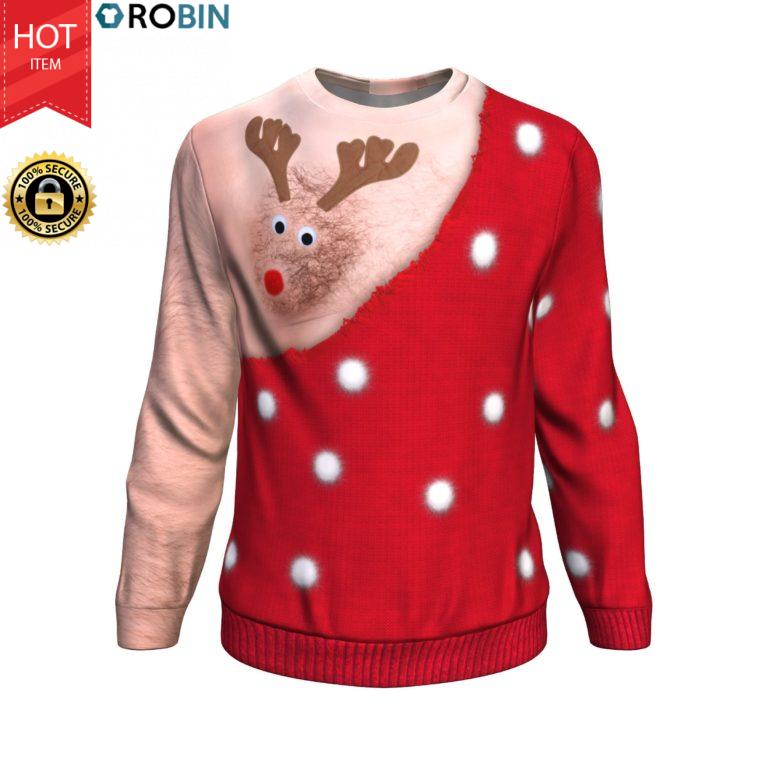 Rudolph On The Chest Light Skin All-Over Printed Wool Sweater