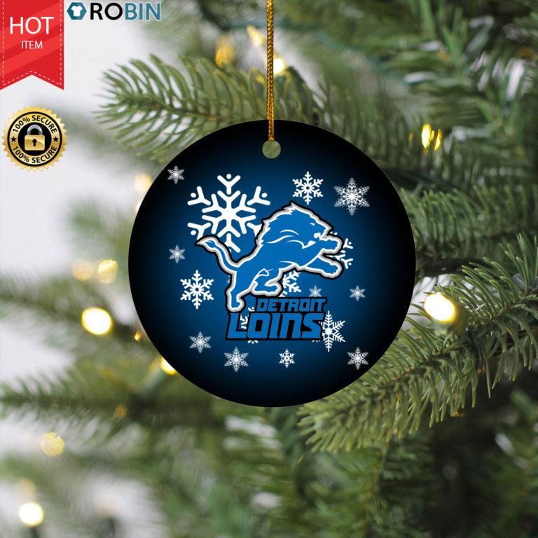 Detroit Lions Christmas Merry Christmas Circle Ornament