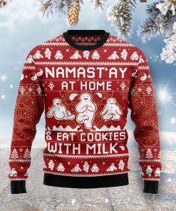 Namast‘ay At Home Eat Cookies With Milk Christmas Wool Sweater