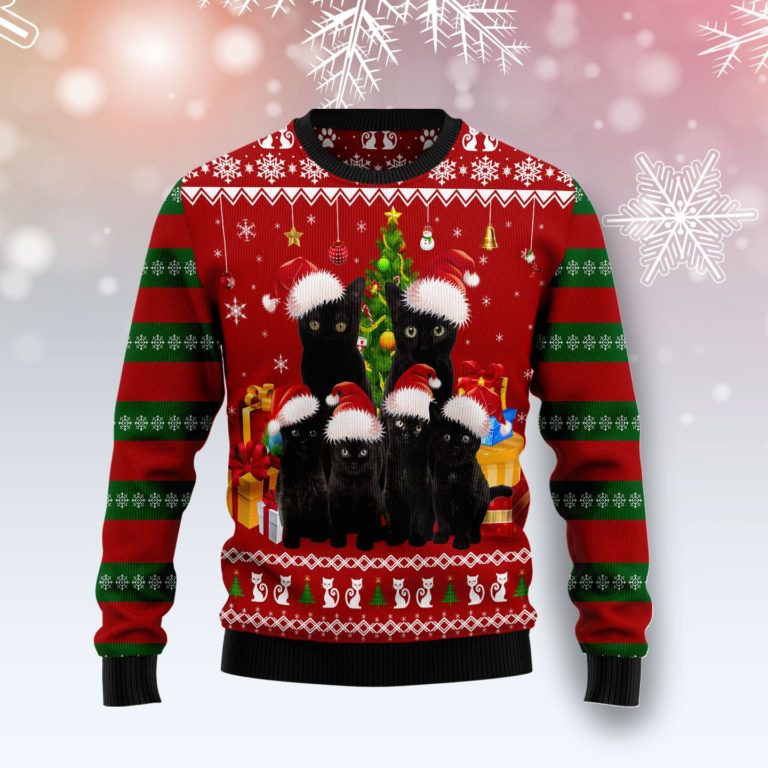 Black Cat Family Christmas Christmas Wool Sweater