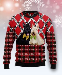 Scottish Terrier Black And White Christmas Wool Sweater