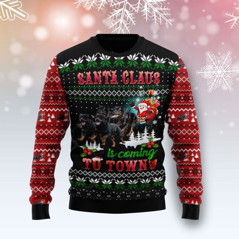 Rottweiler Town Christmas Christmas Wool Sweater