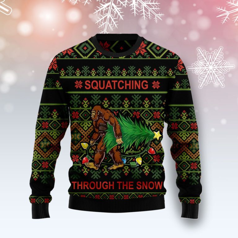 Bigfoot Snow Christmas Wool Sweater