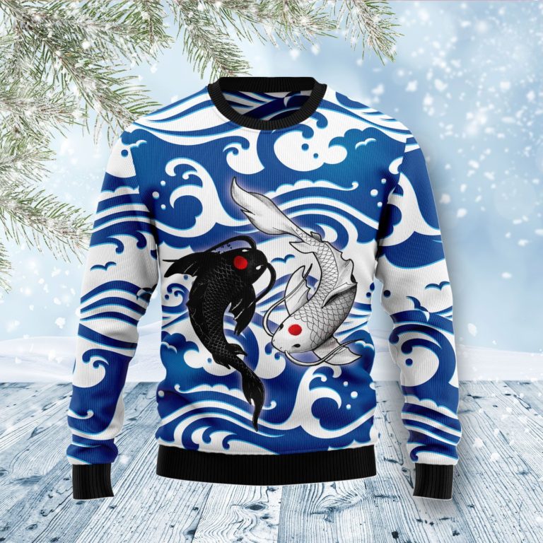 Koi Yin Yang Christmas Wool Sweater