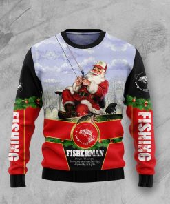 Santa Fisherman Christmas Wool Sweater