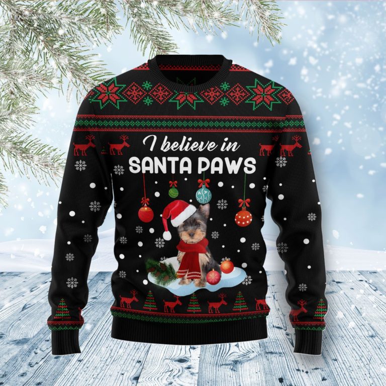 Yorkshire Terrier Santa Paw Christmas Wool Sweater