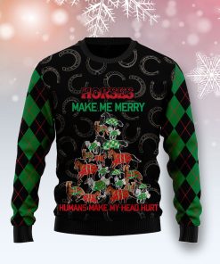 Horses Merry Christmas Christmas Wool Sweater Horses Merry Christmas Christmas Wool Sweater