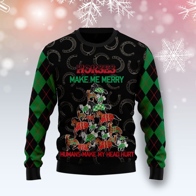 Horses Merry Christmas Christmas Wool Sweater