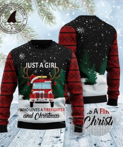 Just A Girl Who Loves Firefighter And Christmas Christmas Wool Sweater