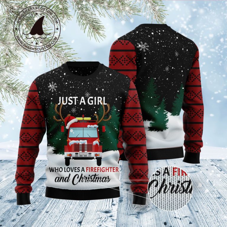 Just A Girl Who Loves Firefighter And Christmas Christmas Wool Sweater