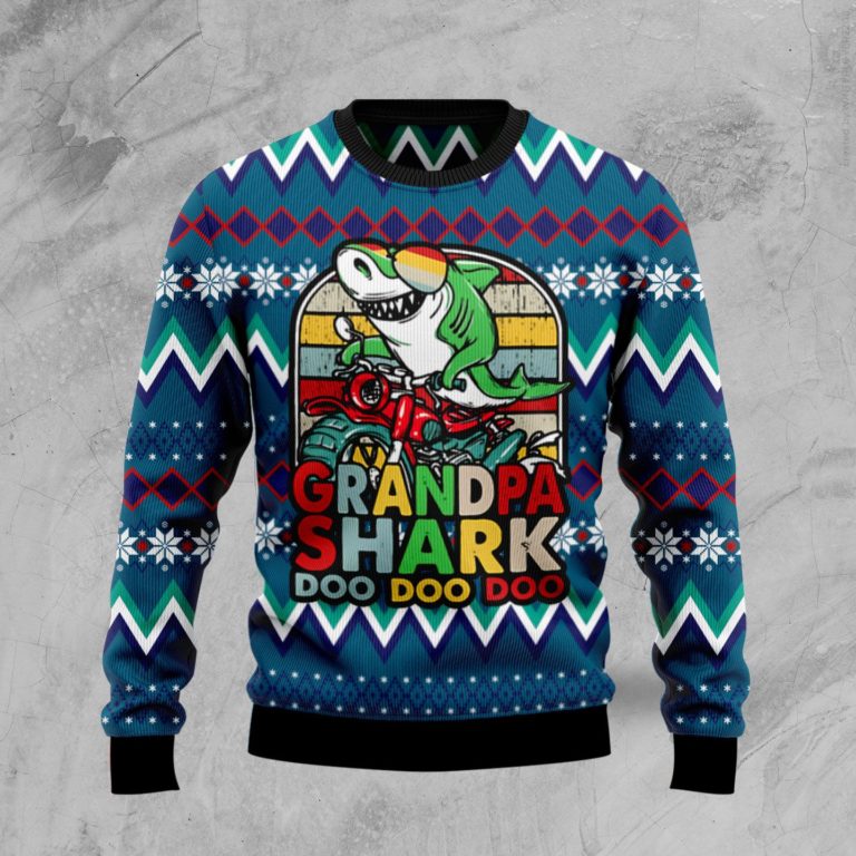 Grandpa Shark Dododo Christmas Wool Sweater