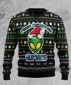 Alien Merry Christmas Humans Christmas Wool Sweater Alien Merry Christmas Humans Christmas Wool Sweater