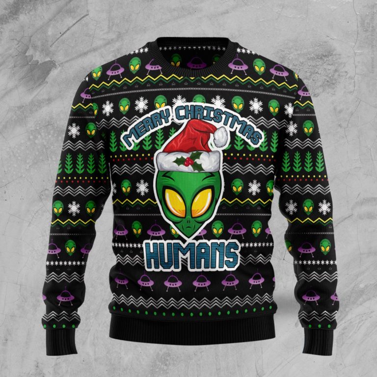 Alien Merry Christmas Humans Christmas Wool Sweater