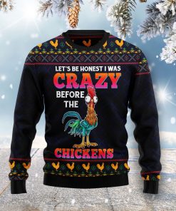 Let’s Be Honest I Was Crazy Before The Chickens Christmas Wool Sweater Let’s Be Honest I Was Crazy Before The Chickens Christmas Wool Sweater