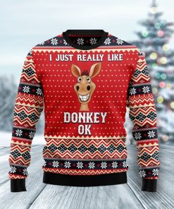 I Just Really Like Donkey Ok Christmas Wool Sweater