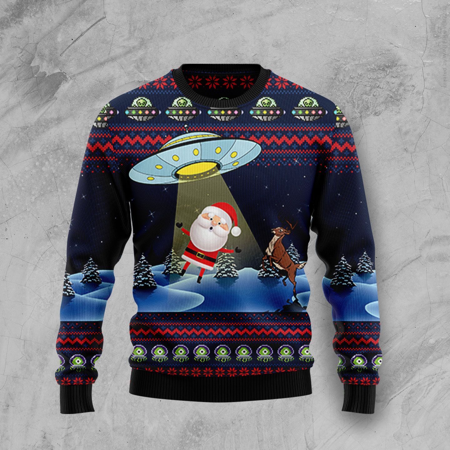 Alien Christmas Wool Sweater - RobinPlaceFabrics