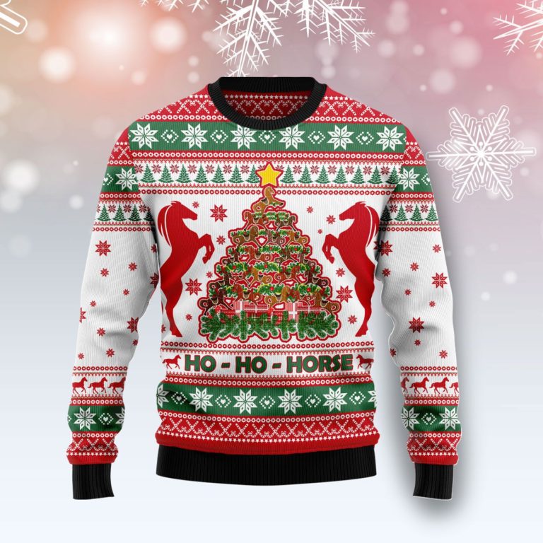 Horse Christmas Tree Christmas Wool Sweater