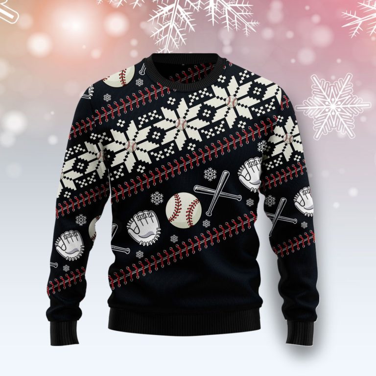 Baseball Christmas Pattern Christmas Wool Sweater