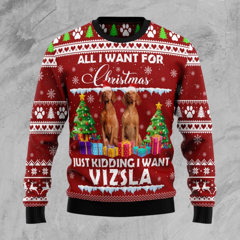 Vizsla Is All I Want For Xmas Christmas Wool Sweater