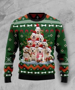 Golden Retriever Pine Tree Christmas Wool Sweater