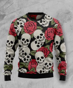 Skull Roses Christmas Wool Sweater Skull Roses Christmas Wool Sweater