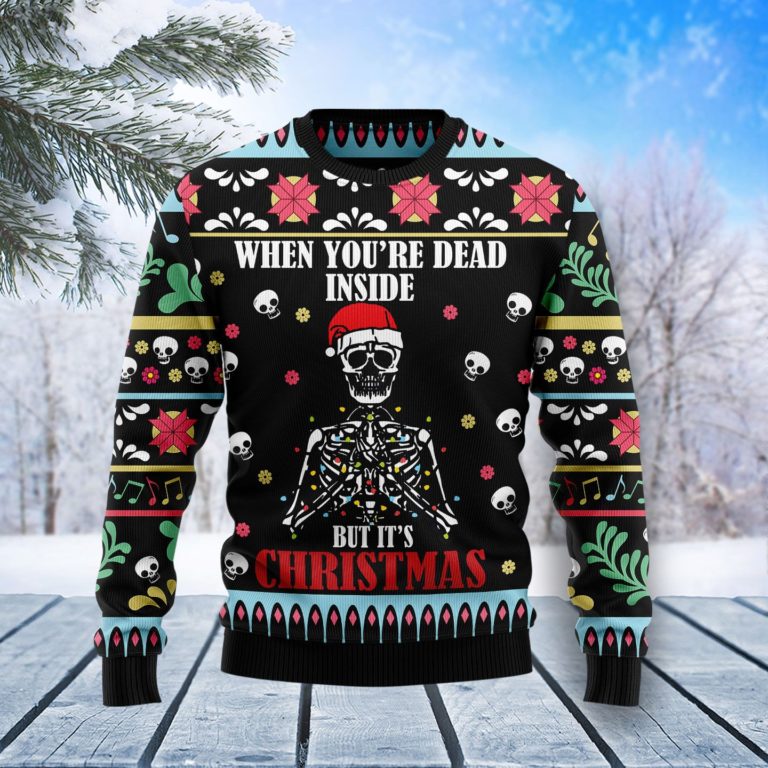 Skull Christmas Inside Christmas Wool Sweater