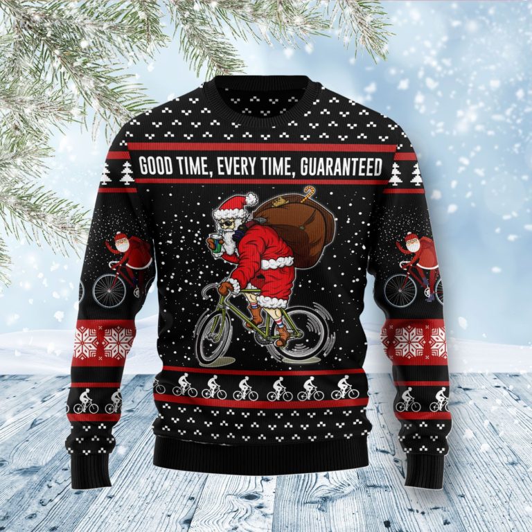 Santa Claus Love Biking Christmas Wool Sweater